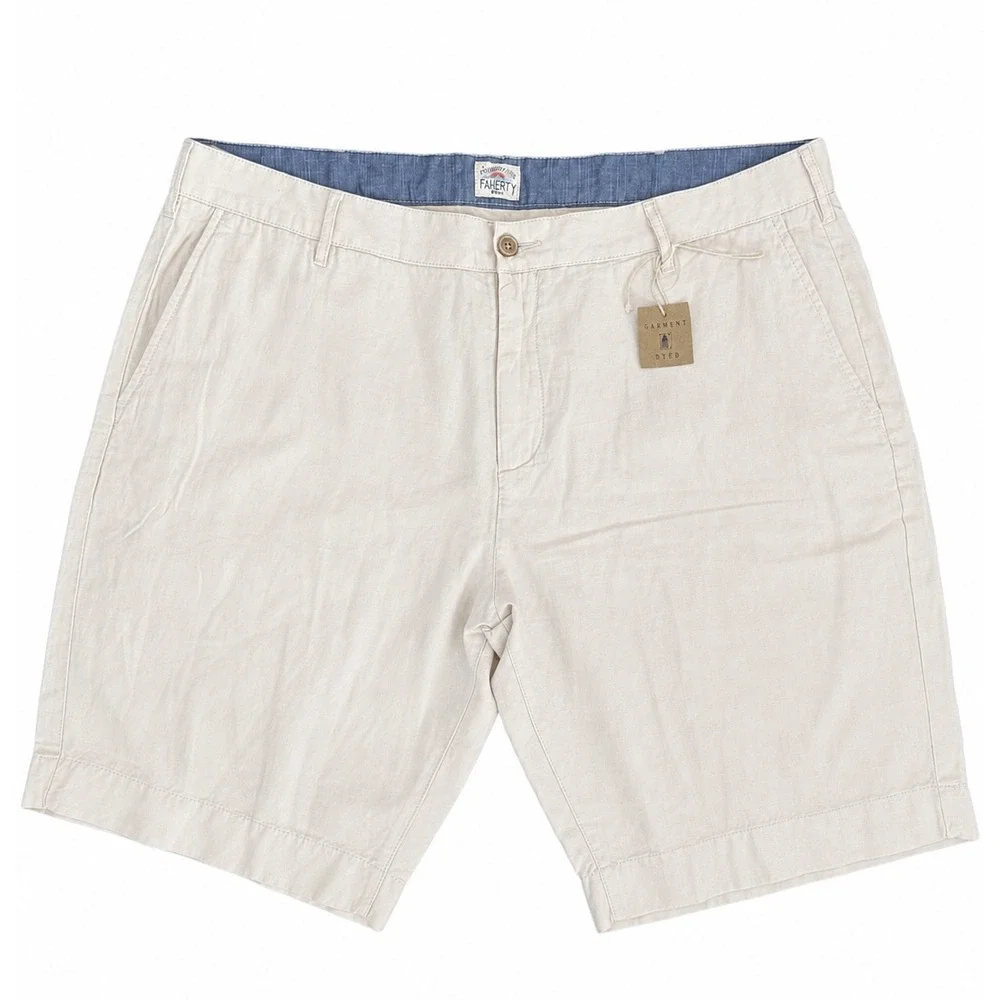 Faherty Linen Shorts Men 38 Tan Summer Lightweight 10